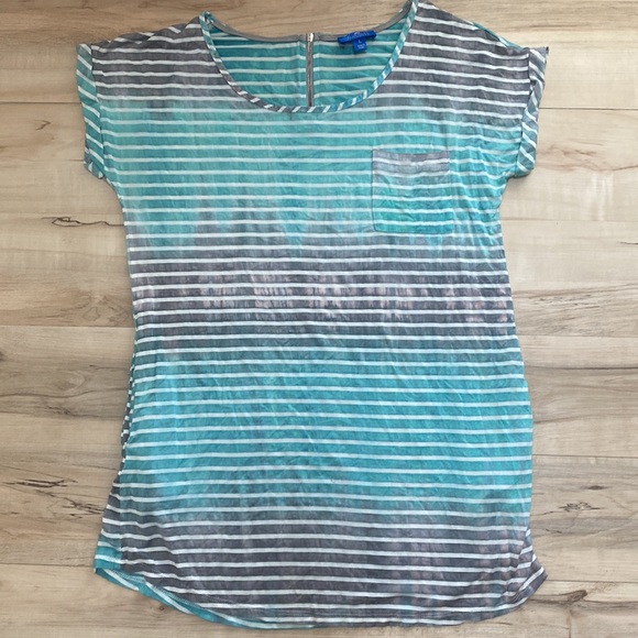 Blue Curl Beachwear Womens Large Cover up Long Shirt. stripes. Ombré. Pockets. - Picture 9 of 12